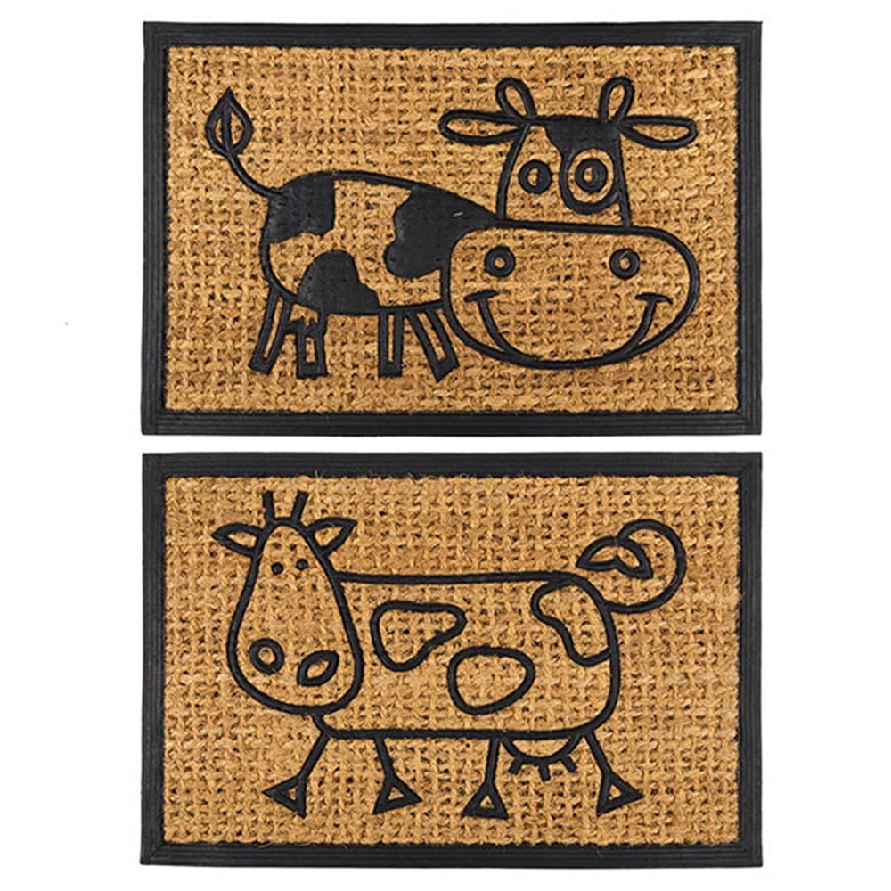 YES4HOMES 2 x Front Door Entryway Doormat Cursive - V278-2-X-63997-COW-MAT