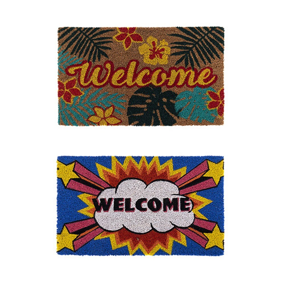 YES4HOMES 2 x Doormat for Front Door Entryway Cur - V278-2-X-66724-WELCOME-MAT-L