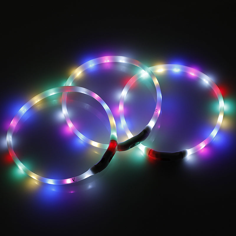 2 X YES4PETS Small 40CM LED Dog Collar USB Rechargeable - Up Safety Pet Collars