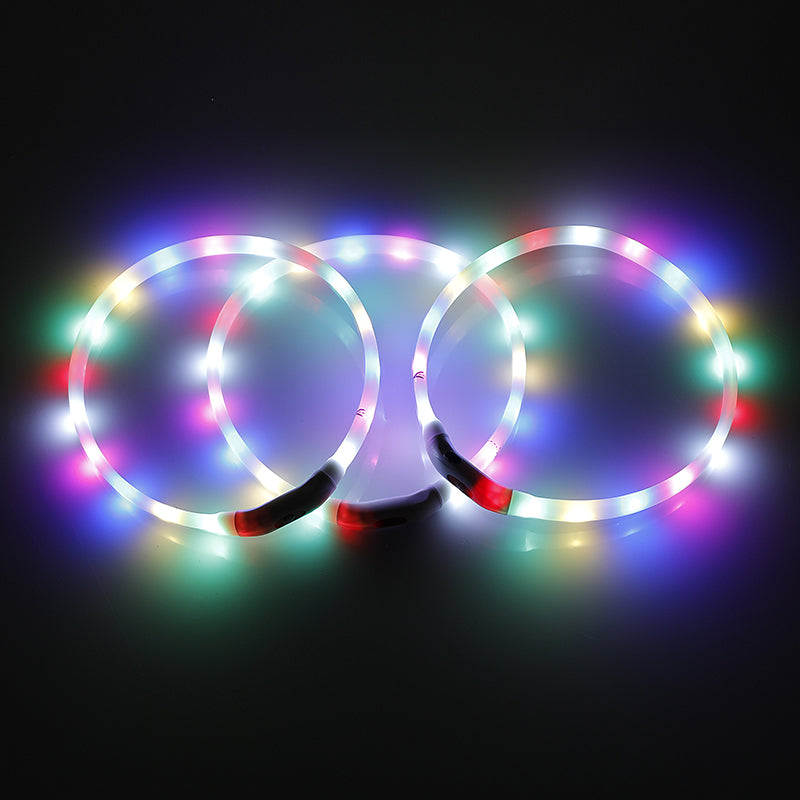 2 X YES4PETS Small 40CM LED Dog Collar USB Rechargeable - Up Safety Pet Collars