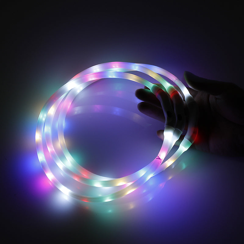 2 X YES4PETS Small 40CM LED Dog Collar USB Rechargeable - Up Safety Pet Collars