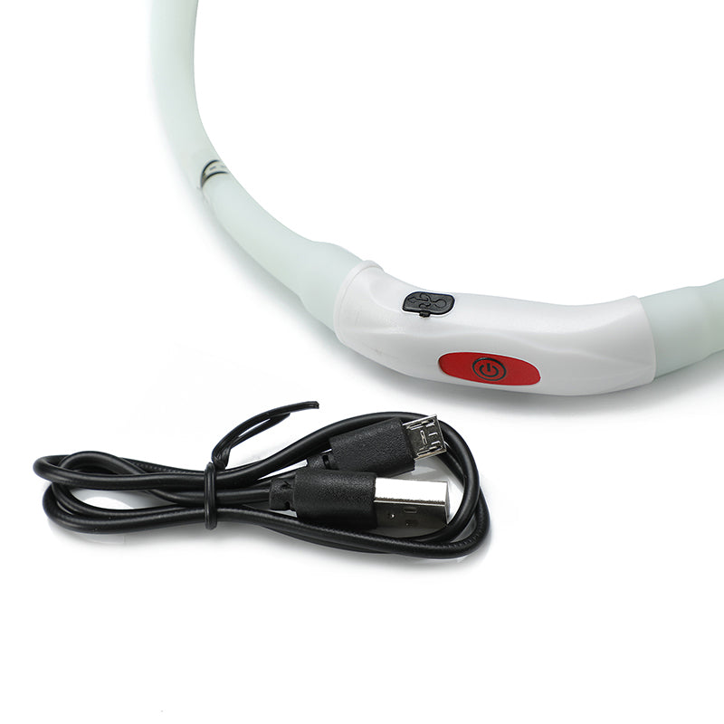 2 X YES4PETS Small 40CM LED Dog Collar USB Rechargeable - Up Safety Pet Collars