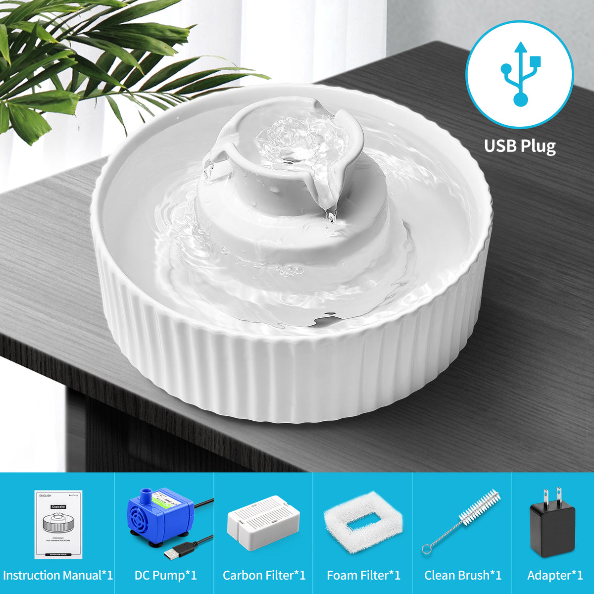 YES4PETS 32 x Activated Carbon Replacement Filters for Pet Dog Cat Water Fountain Automatic Dispenser