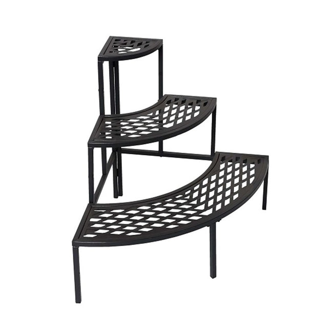 YES4HOMES 3 Tier Metal Corner Quarter Round Flower Pot Planter Display Rack