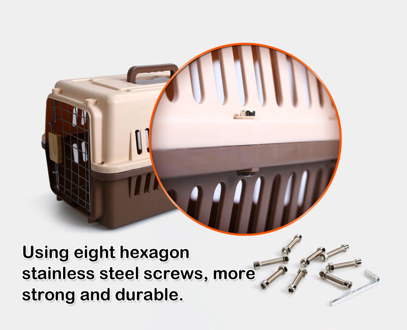 YES4PETS Small Dog Cat Rabbit Crate Pet Carrier Airline Cage Wi - V278-AA1-BROWN