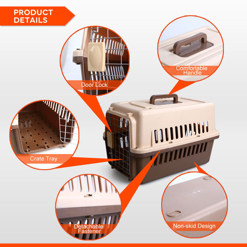 YES4PETS Small Dog Cat Rabbit Crate Pet Carrier Airline Cage Wi - V278-AA1-BROWN