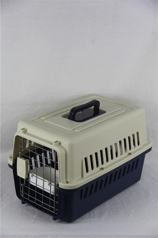 YES4PETS Small Dog Cat Rabbit Crate Pet Carrier Airline Cage Bowl Tray-Dark Blue