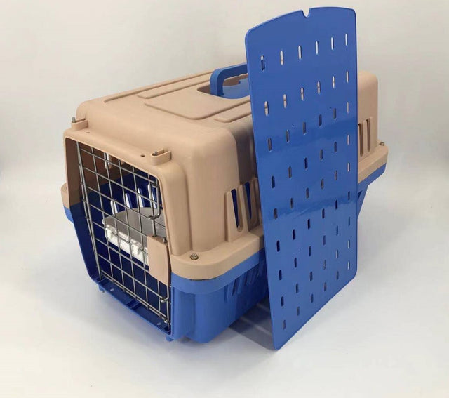 YES4PETS Medium Dog Cat Crate Pet Rabbit Carrier Airline Cage Bowl & Tray-Blue
