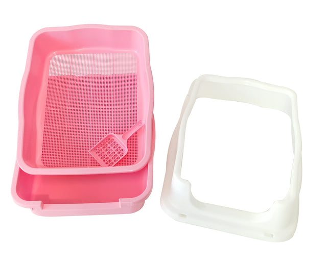YES4PETS Large Deep Cat Tray High Wall Pet Toilet Grid Tray Scoop Pink #IDPINK