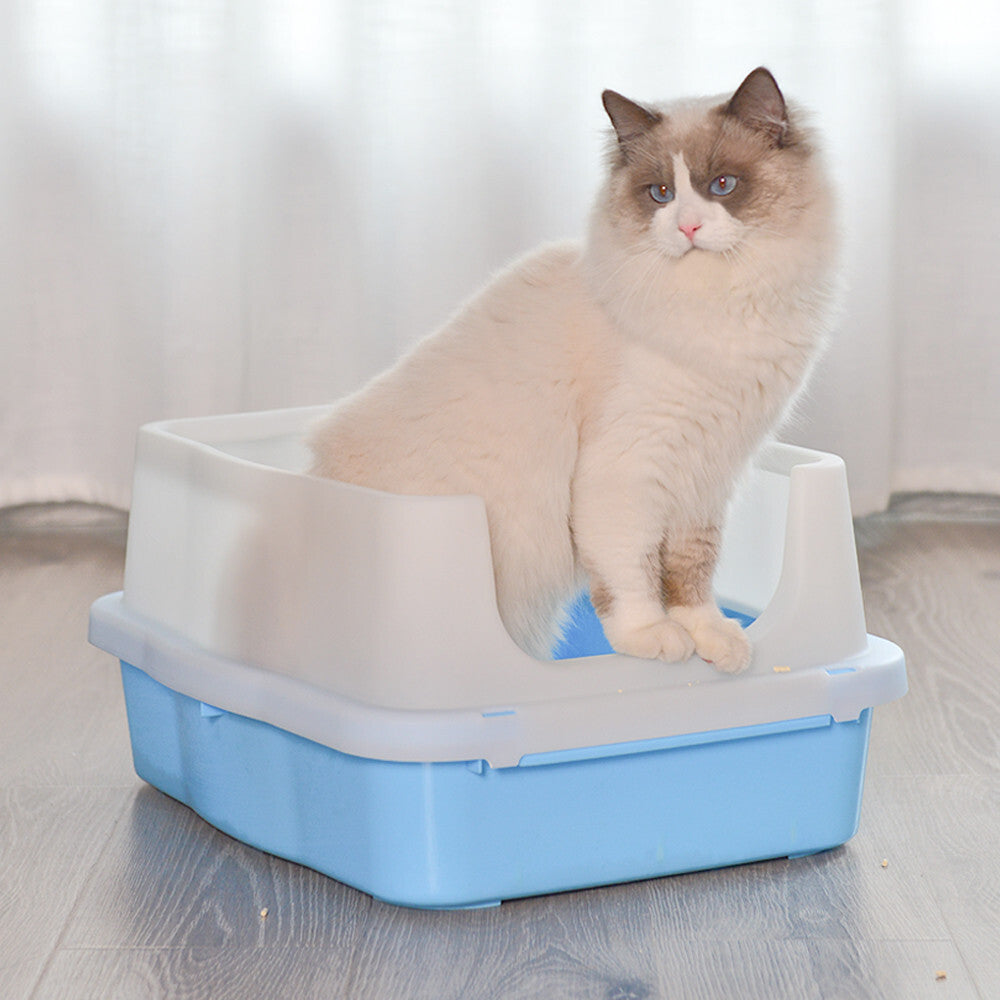 YES4PETS Large Deep Cat Kitty Litter Tray High Wal - V278-BP151-LITTER-TRAY-BLUE