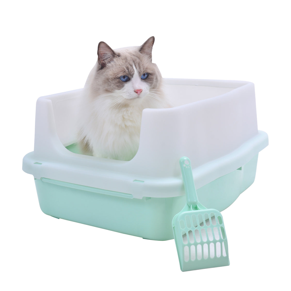 YES4PETS Large Deep Cat Kitty Litter Tray High Wa - V278-BP151-LITTER-TRAY-GREEN