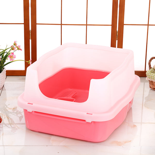 YES4PETS Large Deep Cat Tray High Wall Pet Toilet Tray Scoop Pink Model 151