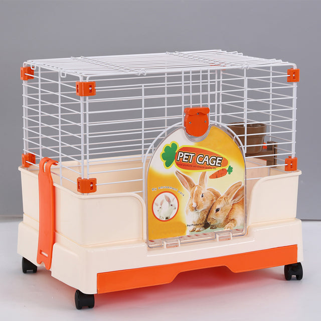 YES4PETS Small Orange Pet Rabbit Cage Guinea Pig Crate Kennel Potty Tray Wheel