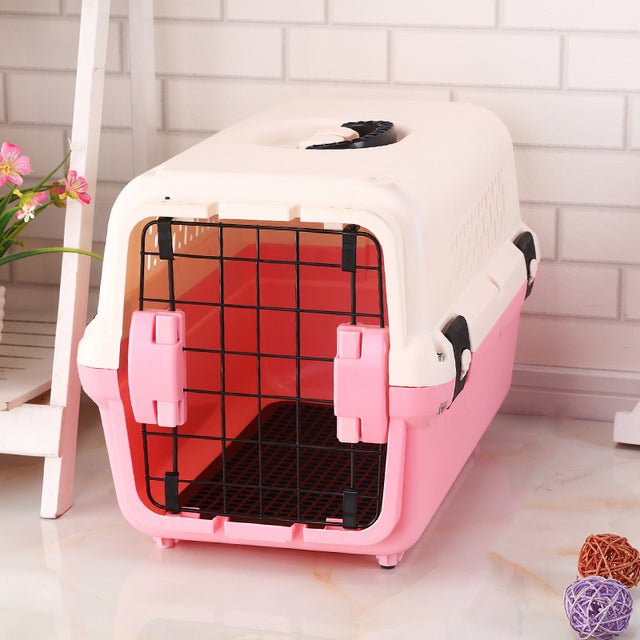 YES4PETS Small Portable Plastic Dog Cat Pet Pets Carrier Travel Cage Tray-Pink