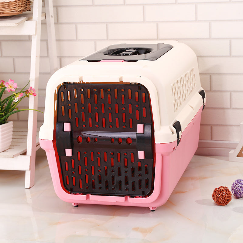 YES4PETS Medium Dog Cat Crate Travel Cage with Tray Pink - 138172