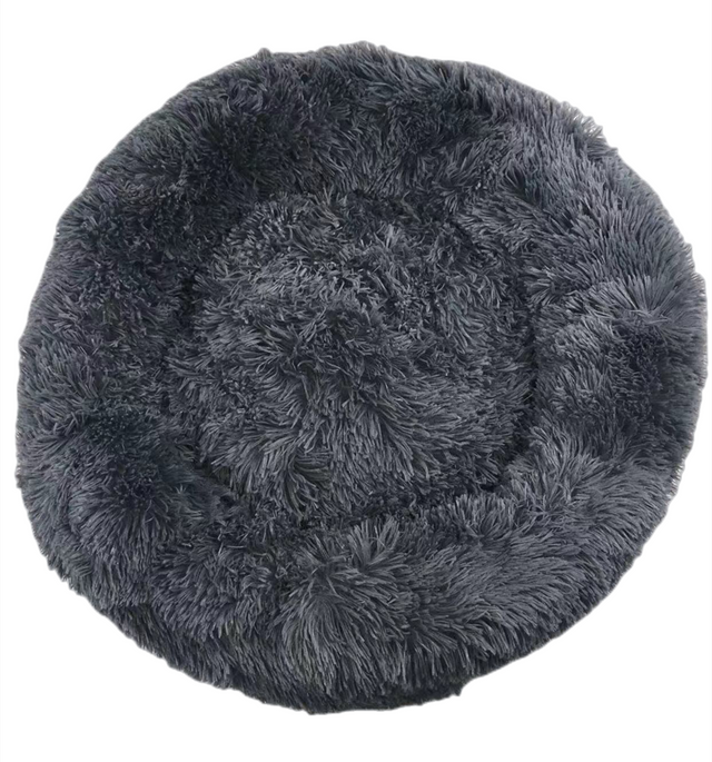 YES4PETS Large Round Calming Dog Bed Large Comfy Puppy Fluffy Bedding Dark Grey