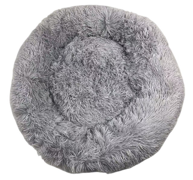 YES4PETS Medium Round Calming Cat Dog Bed Comfy Puppy Fluffy Bedding Little Grey