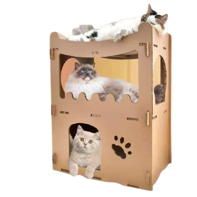 YES4PETS Cat Cardboard House Condo Scratcher Pet Post Furniture Double Storey