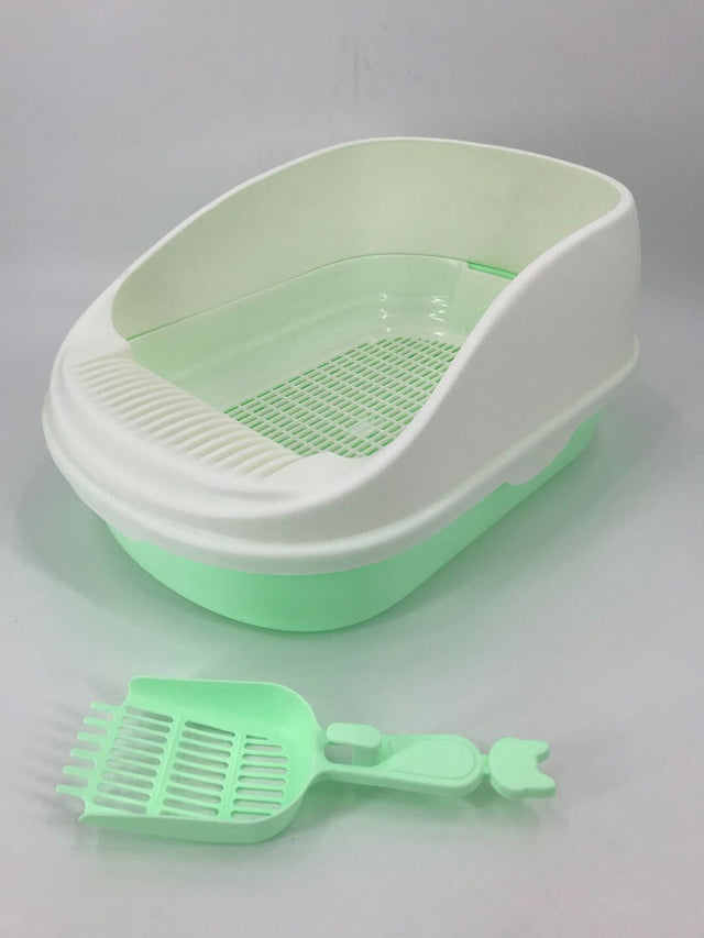 YES4PETS Large Portable Cat Toilet Litter Box Tray Scoop and Grid Tray Green