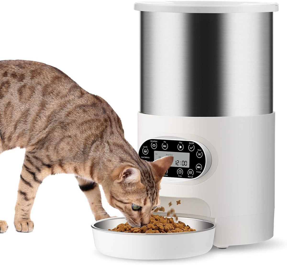 YES4PETS Electric Automatic Pet Dog Cat Rabbit - V278-PF124-3L-SS--FOOD-FEEDER