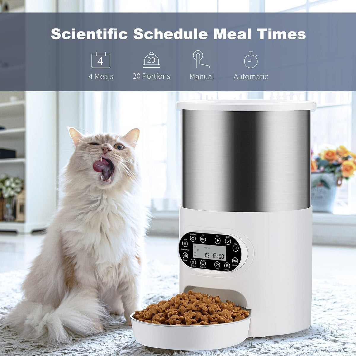 YES4PETS Electric Automatic Pet Dog Cat Rabbit - V278-PF124-3L-SS--FOOD-FEEDER