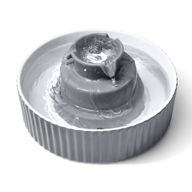 Yes4pets Grey Ceramic Electric Fountain Dog Cat Water Feeder Bowl Dispenser