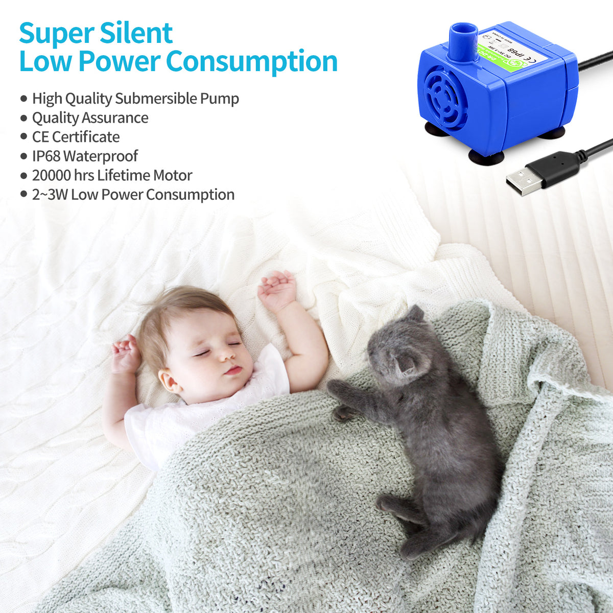 YES4PETS Grey Ceramic Electric Pet Water Fountain Dog Cat - V278-PWC-101-GREY