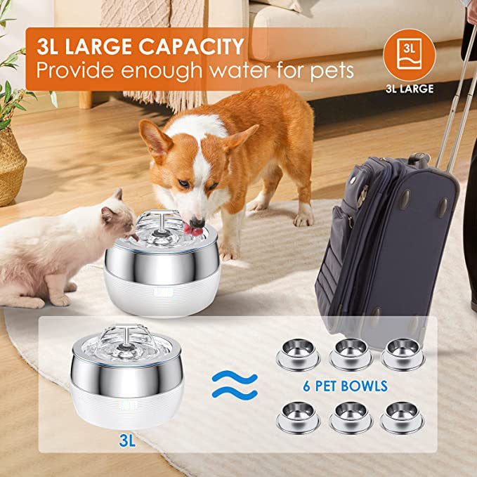 YES4PETS 3L Automatic Electric Pet Water Fountain Dog Cat - V278-PWS-107-BLACK