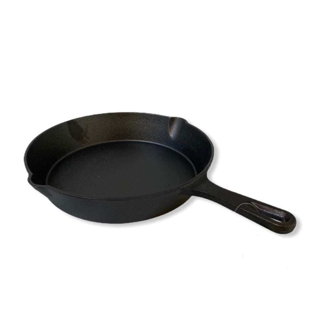 YES4HOMES 25 cm Cast Iron Skillet Barbecue Fry Pan Pre-Seasoned - V278-UI3066
