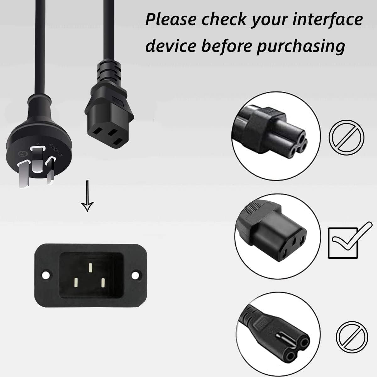 3 Prong Australia Plug 18 AWG Power Cord 1.5M