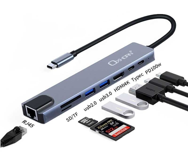 OXHORN AD-U31-801 USB C to HDTV Adapter (8-in-1)