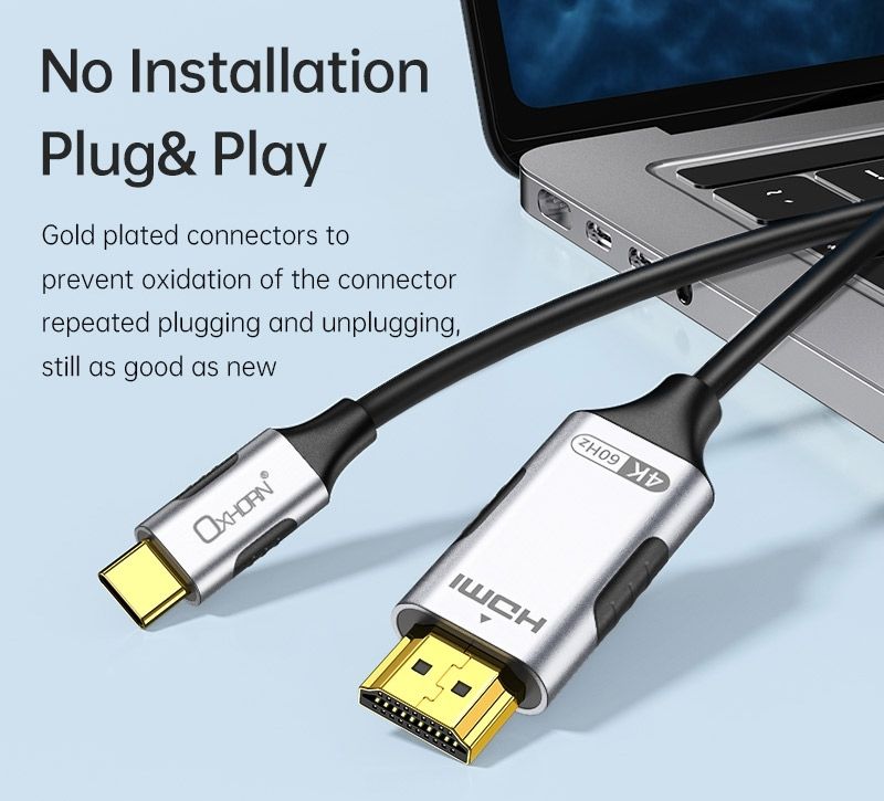 OXHORN CB-CH-402 USB C to HDMI 2.0 Cable 2m