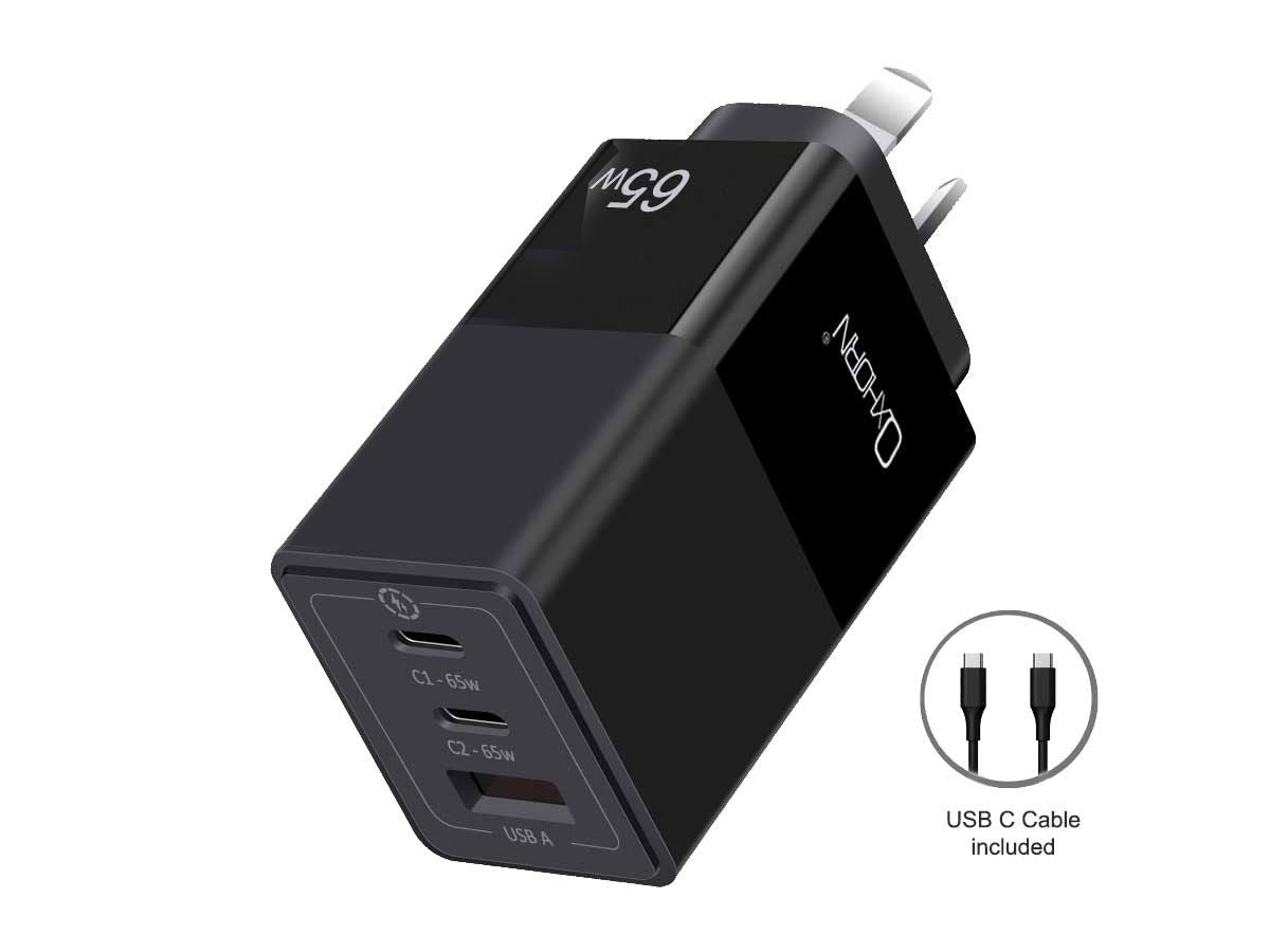 OXHORN NB-PD65CCAB PD GaN Charger 65W 3 Ports Black