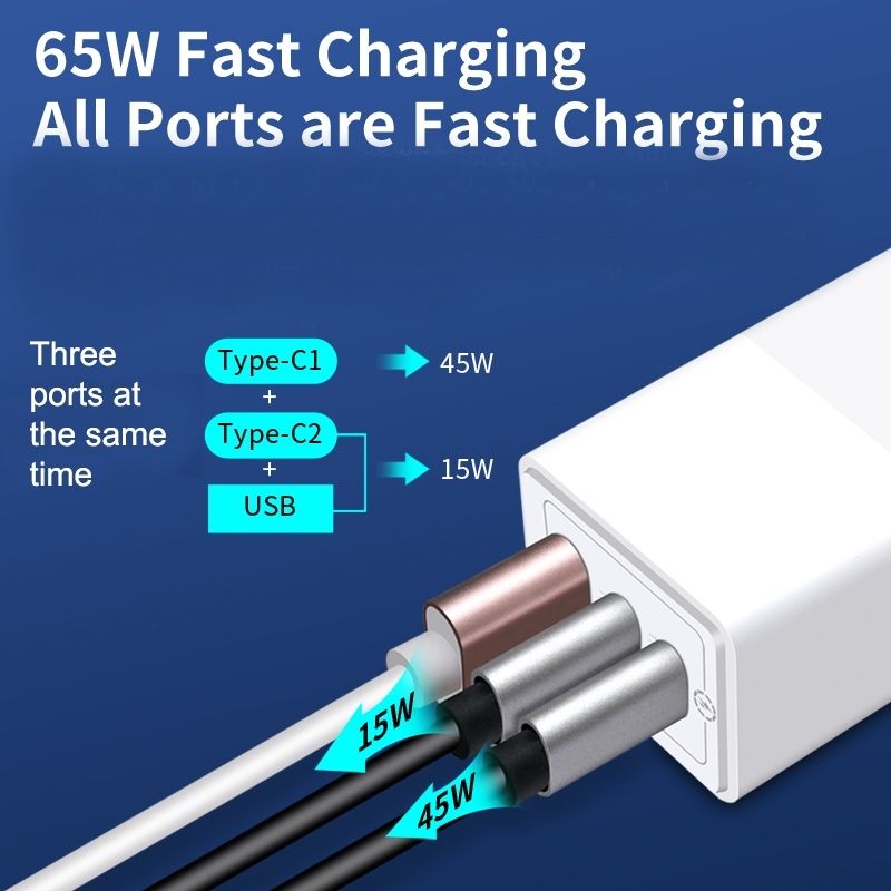 OXHORN NB-PD65CCAW PD GaN Charger 65W 3 Ports White