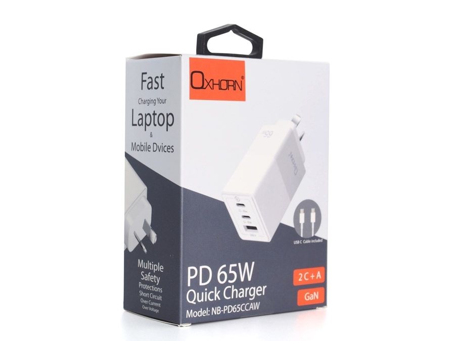 OXHORN NB-PD65CCAW PD GaN Charger 65W 3 Ports White