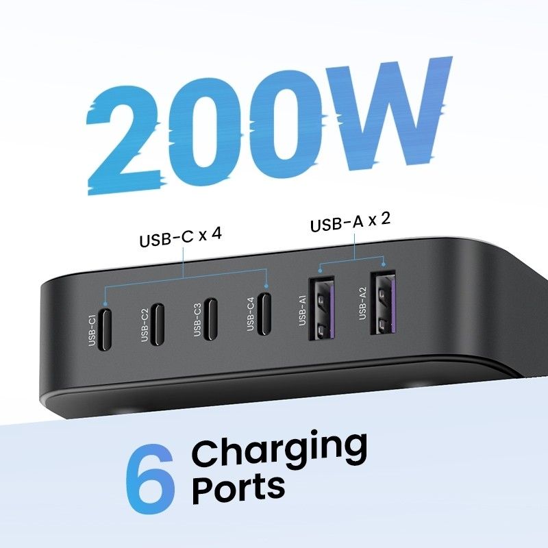 UGREEN 35044A Nexode 200W 6-port GaN Desktop Fast Charger