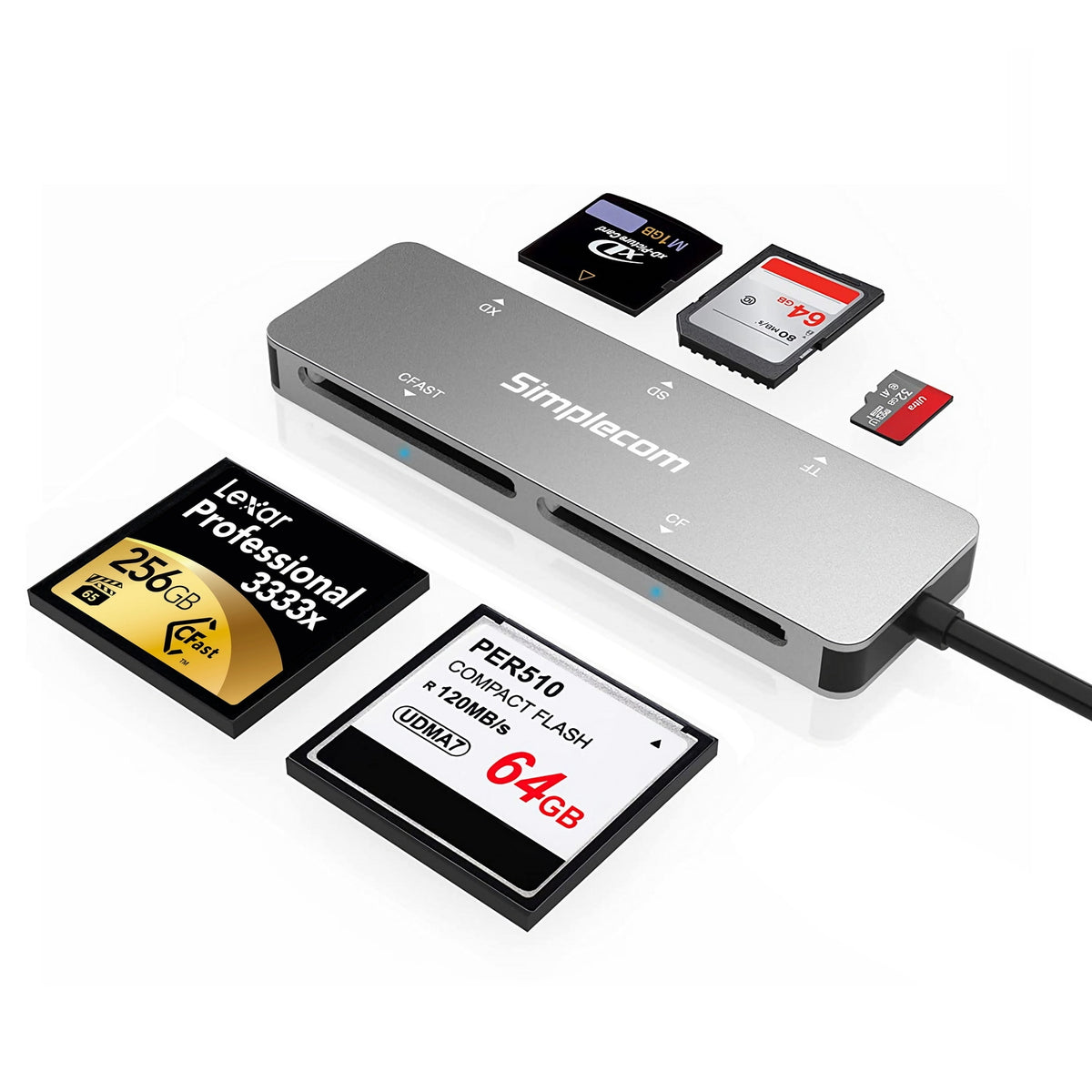 Simplecom CR407 5 Slot SuperSpeed USB 3.0 & C CFast/CF/XD/SD/MicroSD Card
