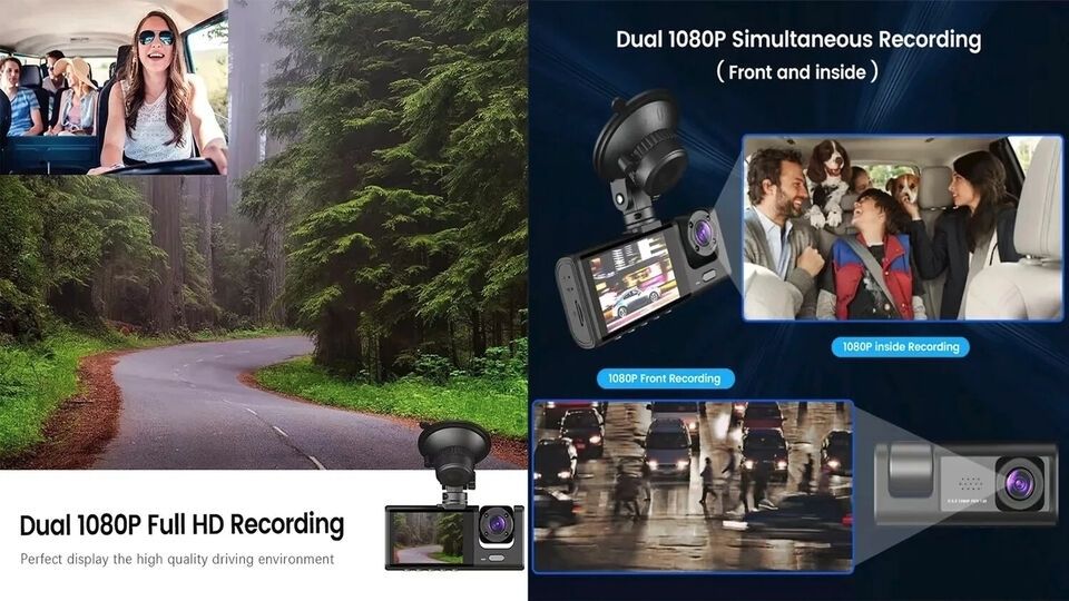BDI C309 3-Camera 1080P Front & 720P Inside 2 Inch Screen + 480P Back Dash Cam