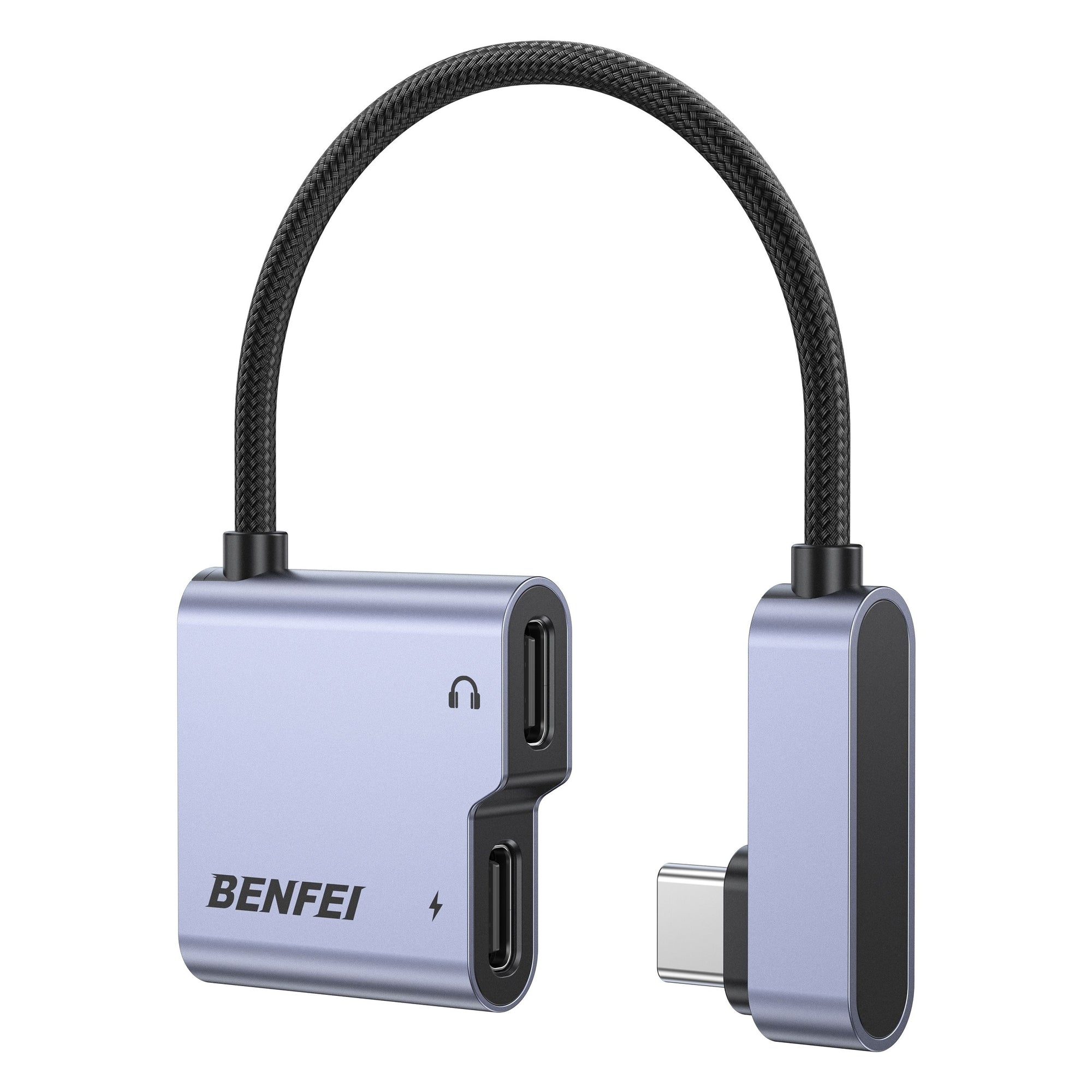 BENFEI 000413GY USB-C to USB-C Audio Headphone + Data Transfer and Charging Adapter