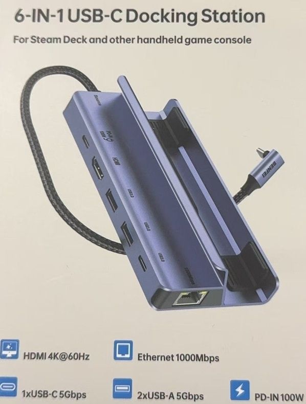 BENFEI 000492GY 6 in 1 Docking 1xHDMI 4K, 2xUSB-A 3.0, 1xUSB-C 3.0, 1xUSB-C PD, 1xRJ45