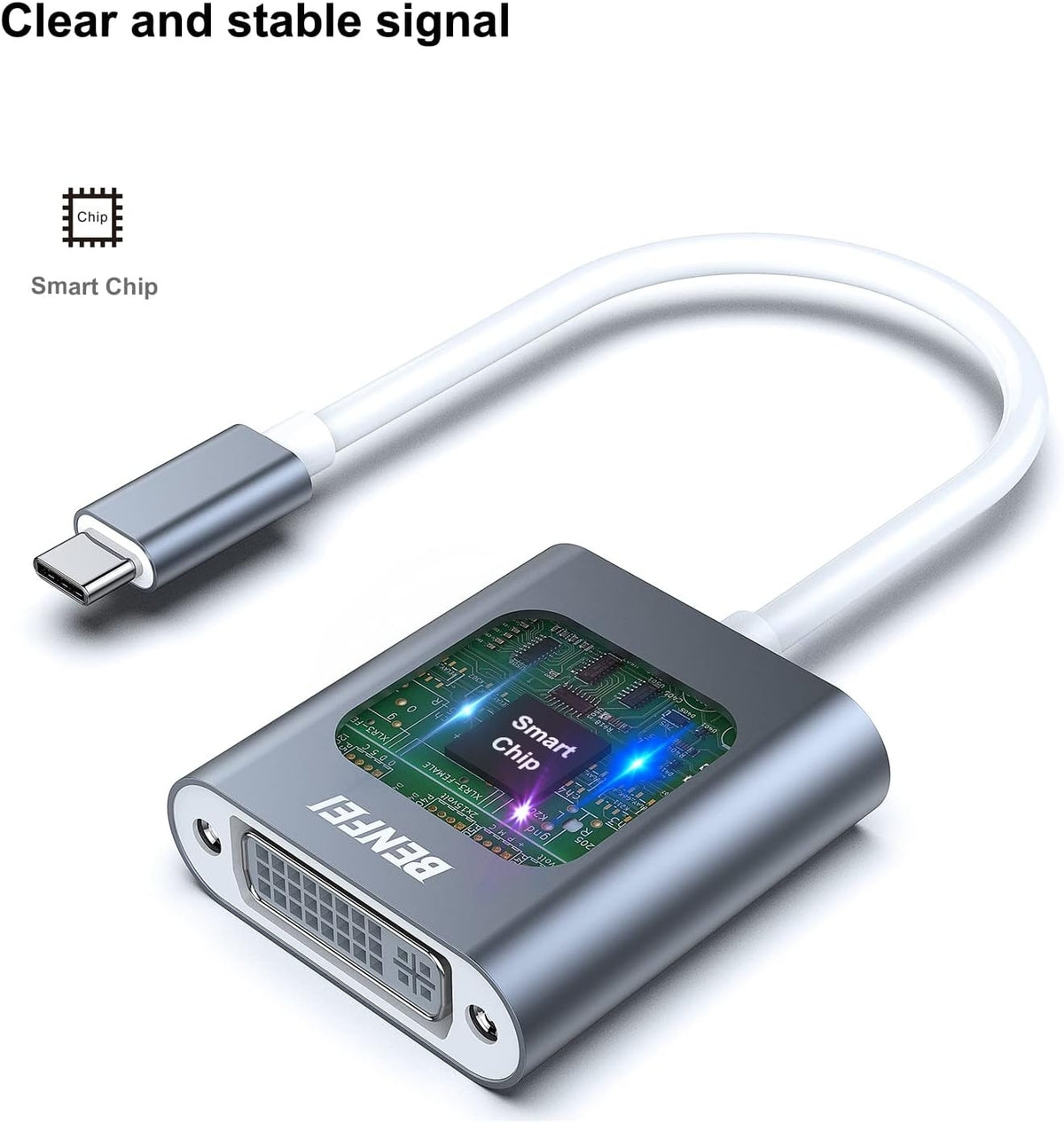 BENFEI 000164GY USB C to DVI Adapter [Thunderbolt 3/4 Compatible]