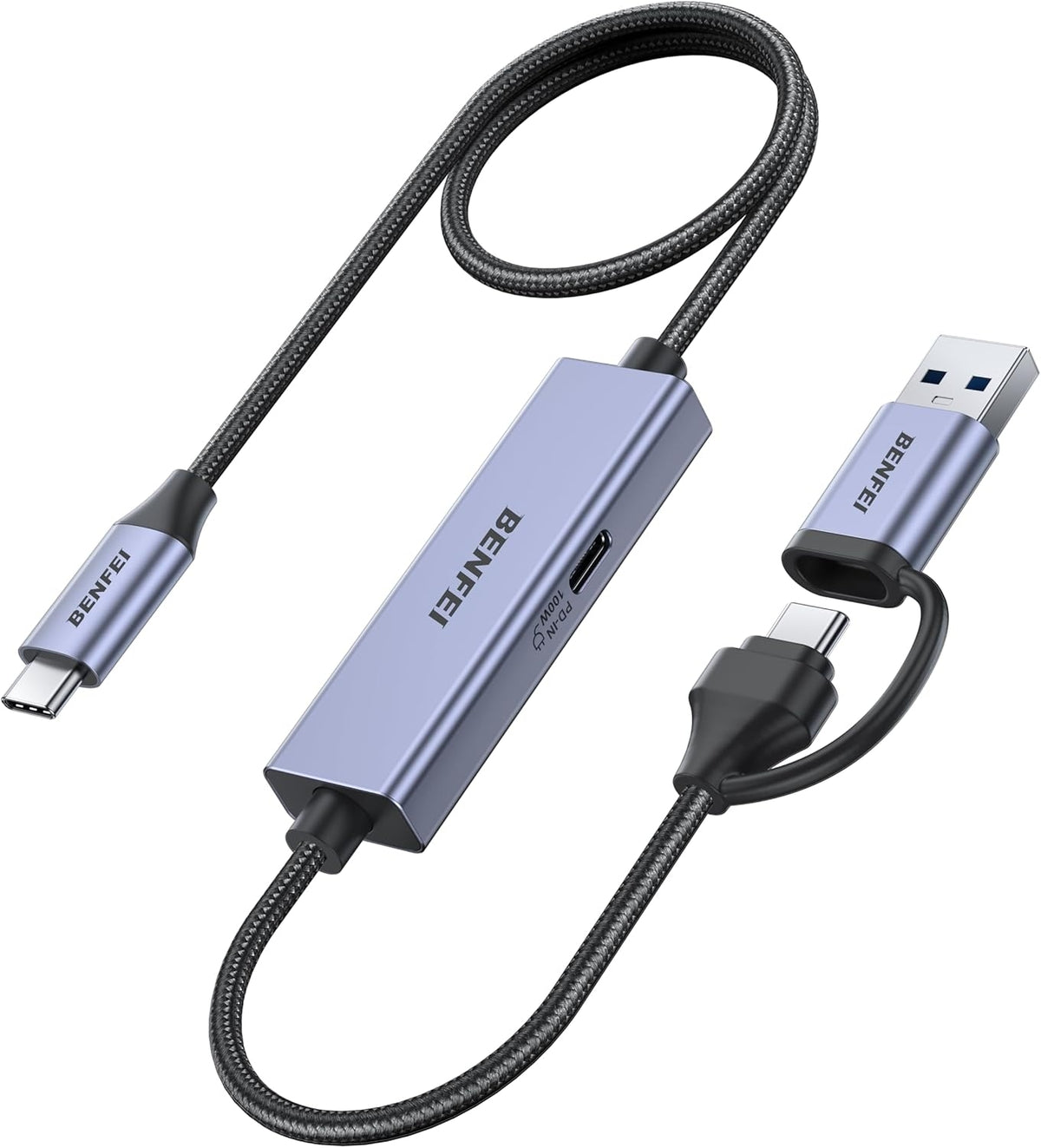 BENFEI 408GY USB-C to USB-C+A + PD (100W) Video/Audio Capture Card Supporting Full HD 1080P 60FPS for Streaming, Recording, Gaming