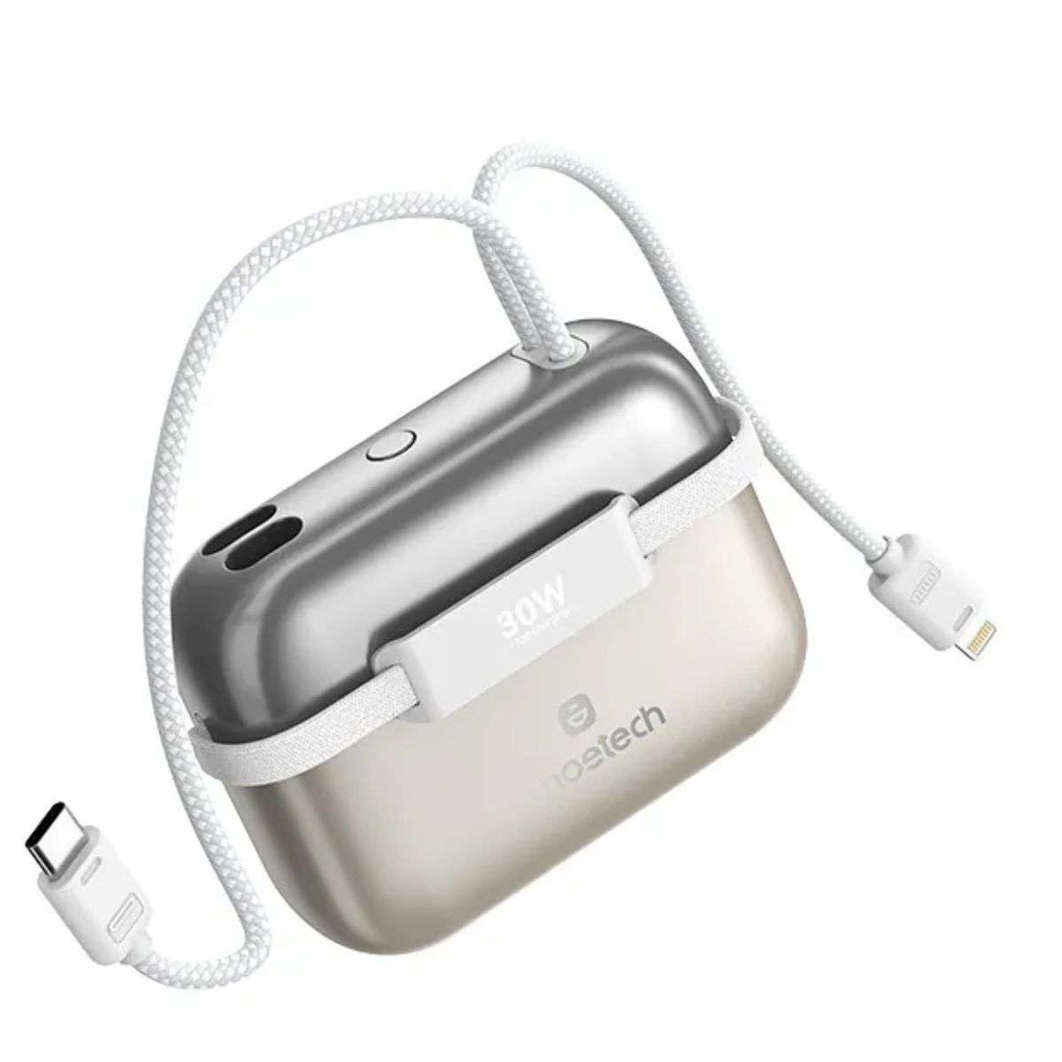 CHOETECH B812-GO Mini Bag Digital CCC Certified 10000mAh 30W Fast Charging Power Bank Gold with USB-C + 8-pin iPhone Cables
