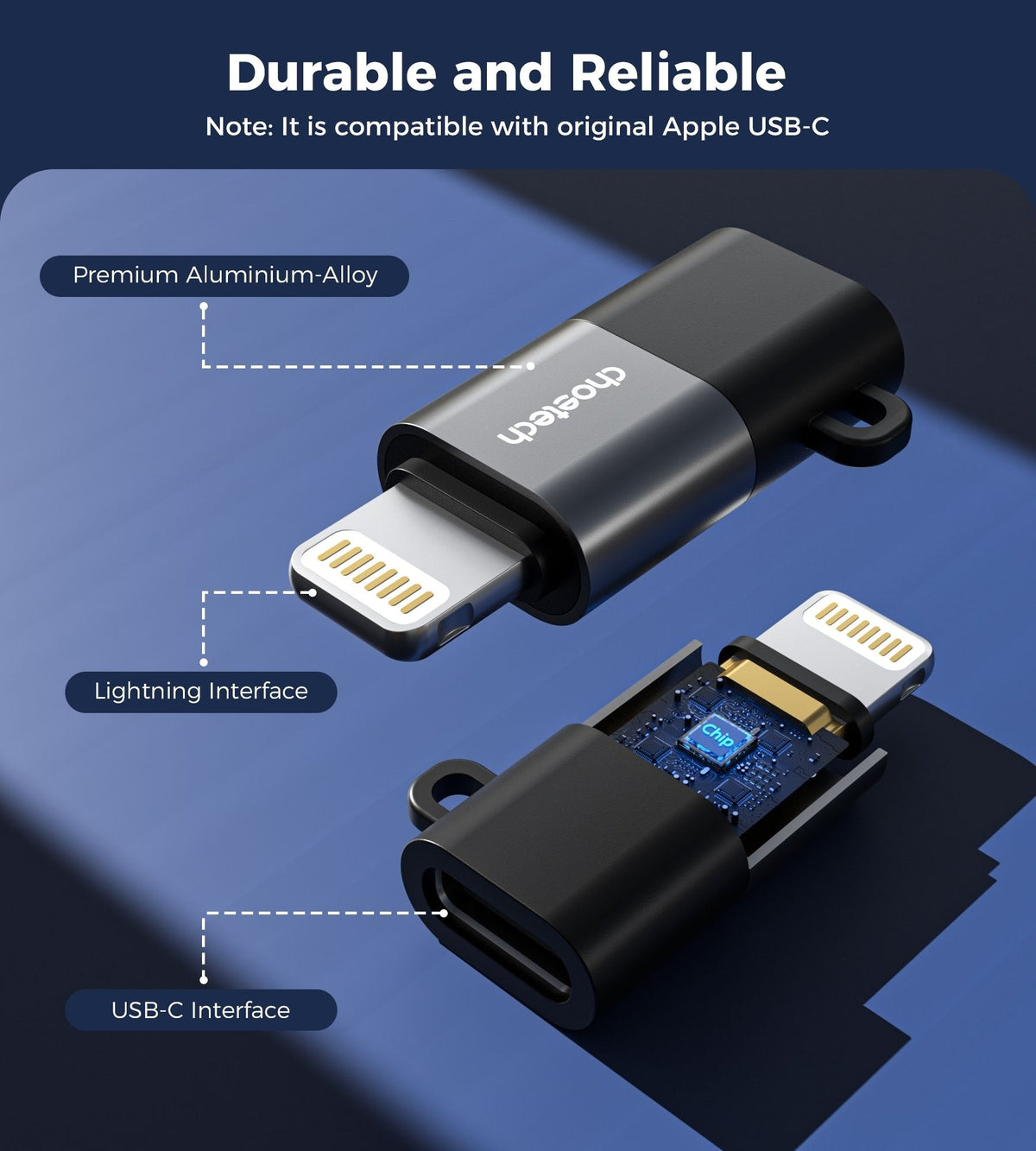 CHOETECH CR-001-GY Mfi iPhone to USB-C USB Adapter - Black