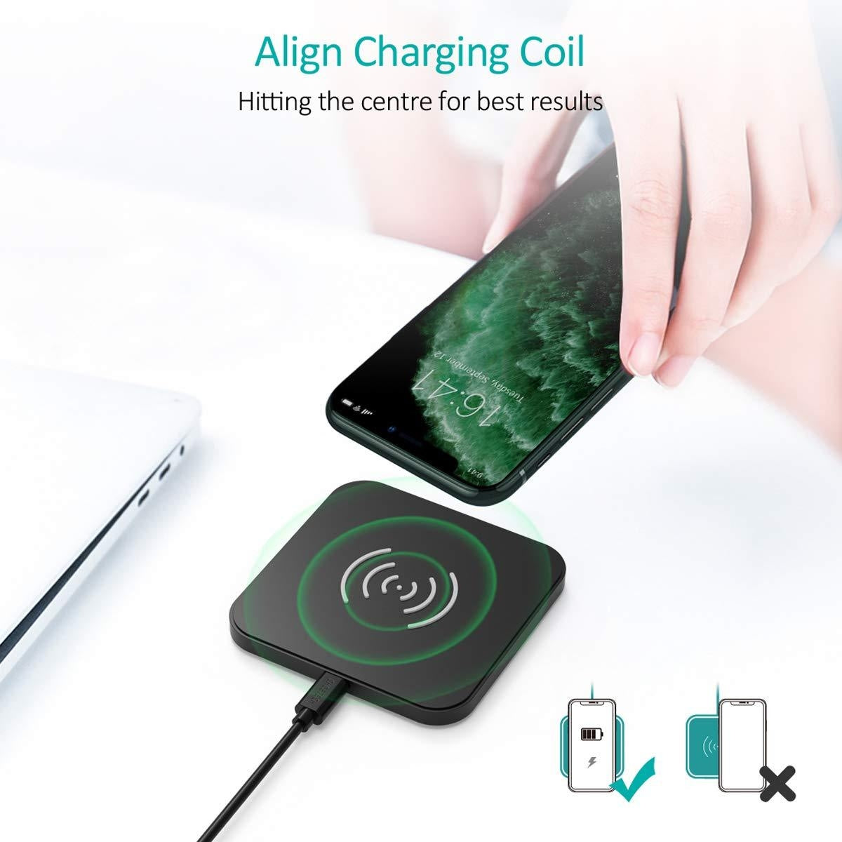 CHOETECH T511BW Fast Wireless Charging Pad Black And White 2 Pack
