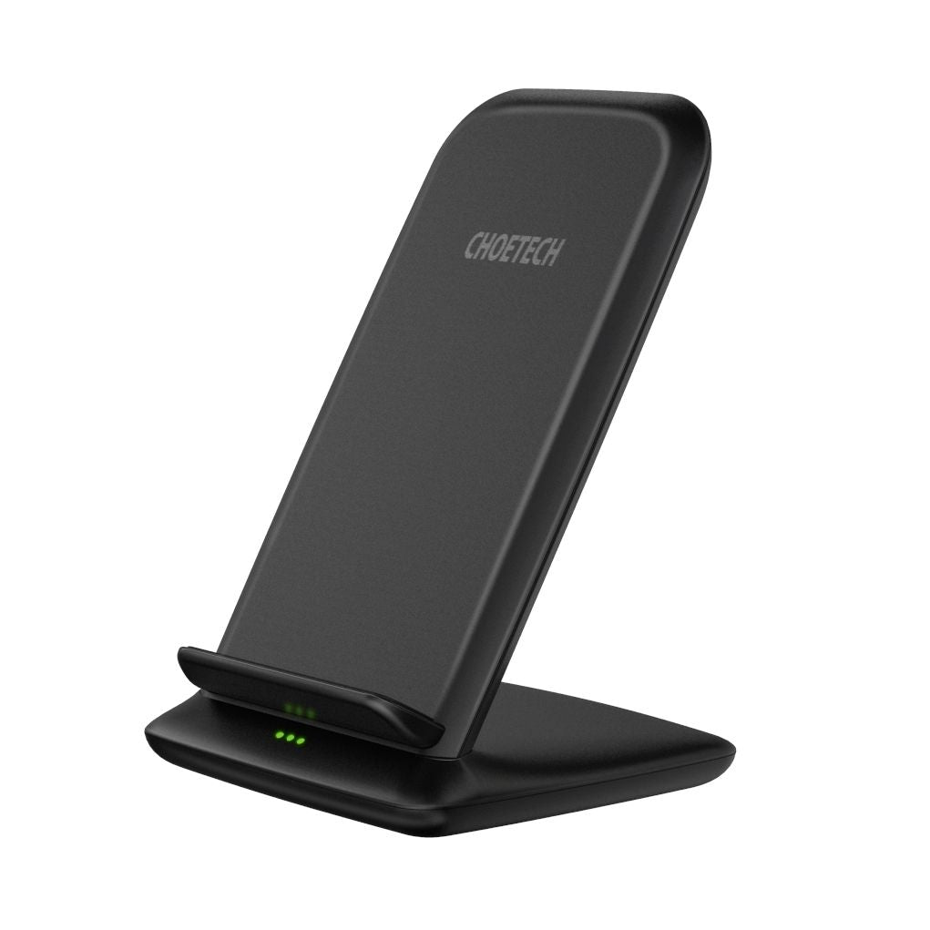 CHOETECH T555-F 15W Fast Wireless Dual Coils Charger Stand Qi for iPhone/Samsung Black