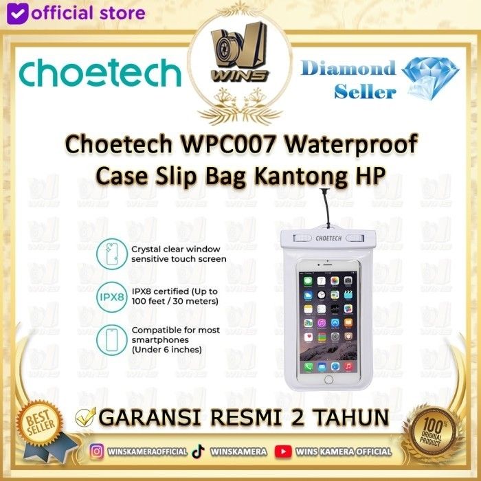 CHOETECH WPC007 Universal WaterProof Cell Phone Pouch Pouch Bag (8-inch/White)