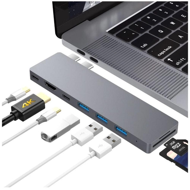 INTACT 9820T 8 in 1 Dual USB C Adapter Thunderbolt3 USB3.0 TypeC SD TF 3.0*3