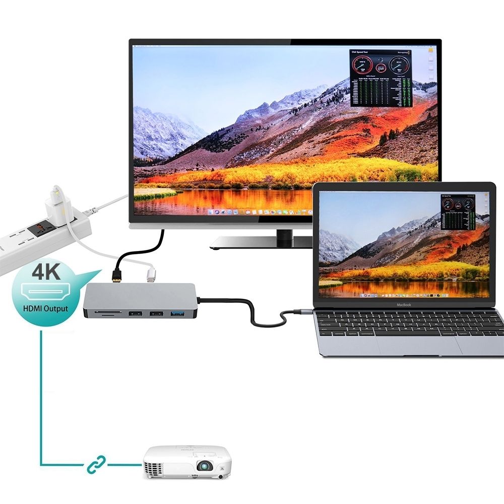 INTACT 9822T USB-C 7-in-1 Multifunction Adapter HDMI/USB3.0*1/USB2.0*2/SD/TF/USB-C PD