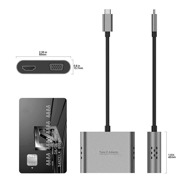 INTACT 9837T 4-in-1 USB-C Adapter HDMI +VGA + USB3.0 + USB-C (PD)